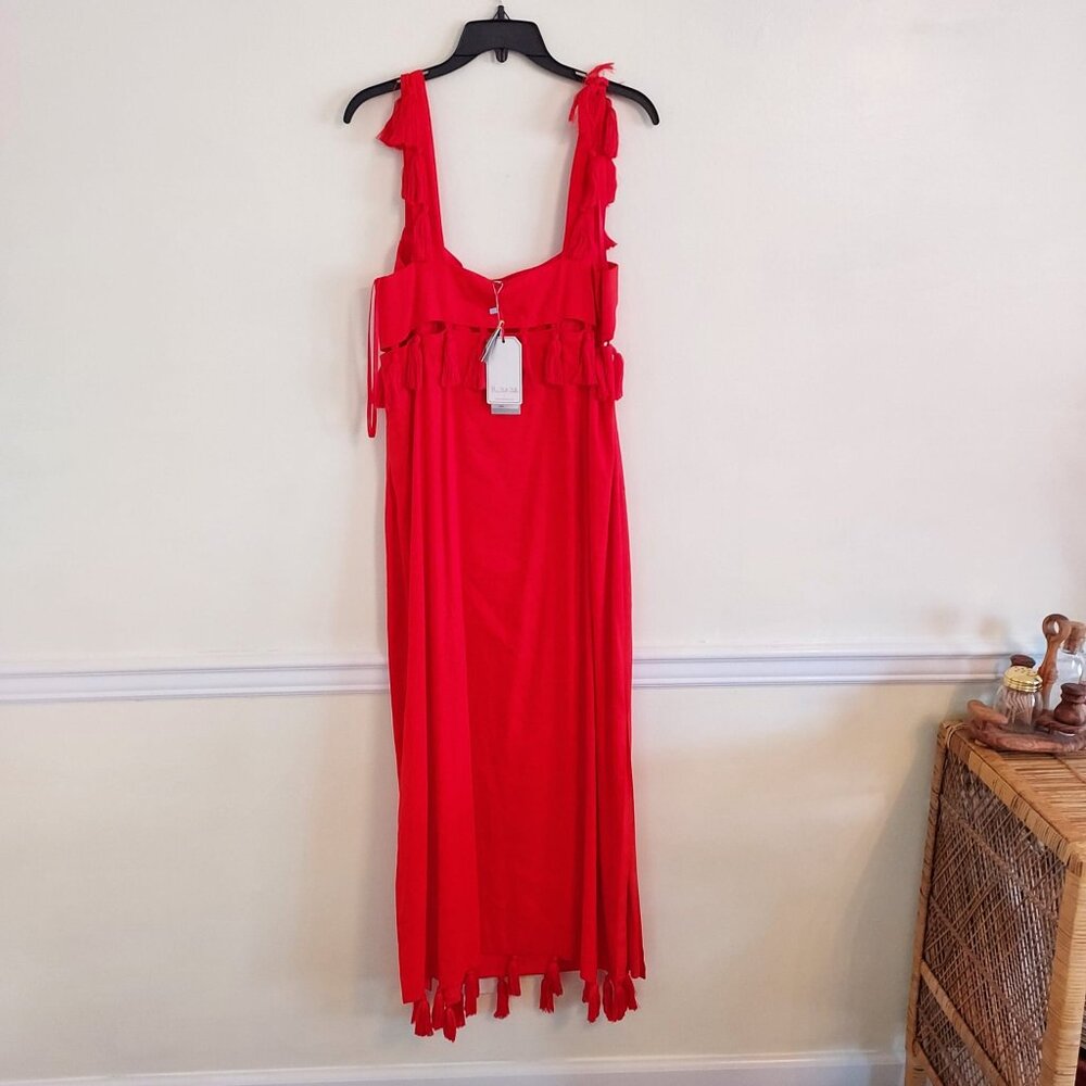 ANTONIO MELANI Red Ruched Ruffled Maxi Dress - Picture 4 of 4